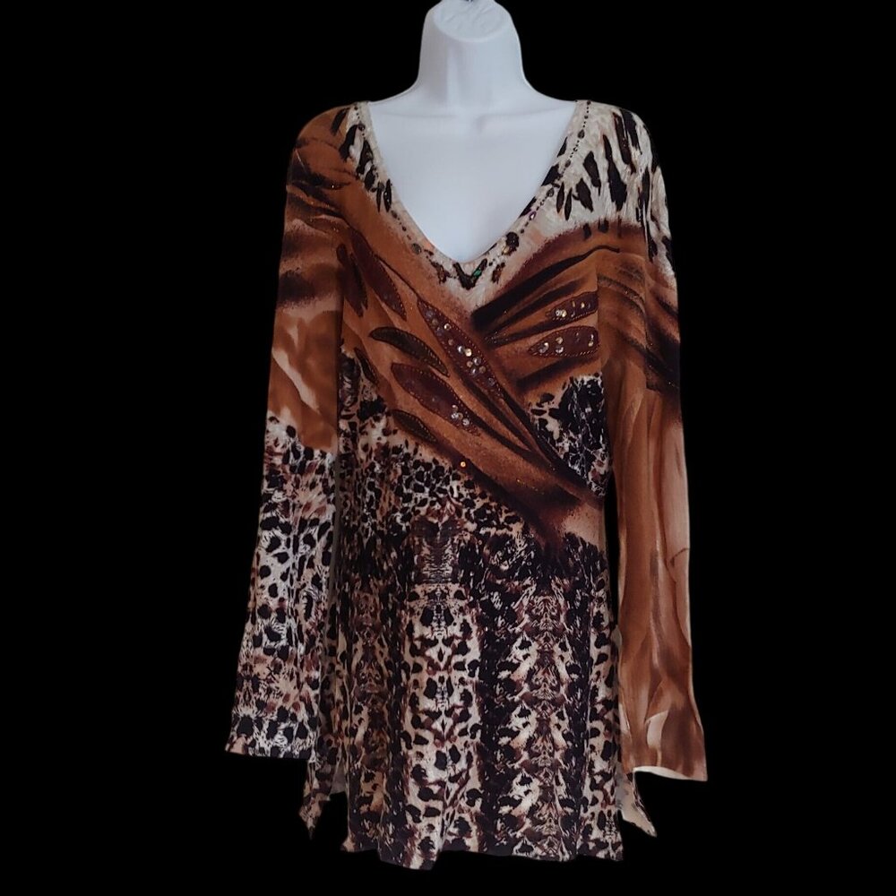 Alberto Makali Blingy Leopard Glam Mob Wife Clubwear Statement Dress M - Picture 2 of 15